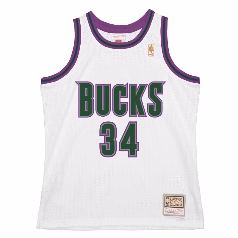 Ray Allen #34 Milwaukee Bucks 1996-97 Mitchell & Ness Swingman NBA Jersey White view 1