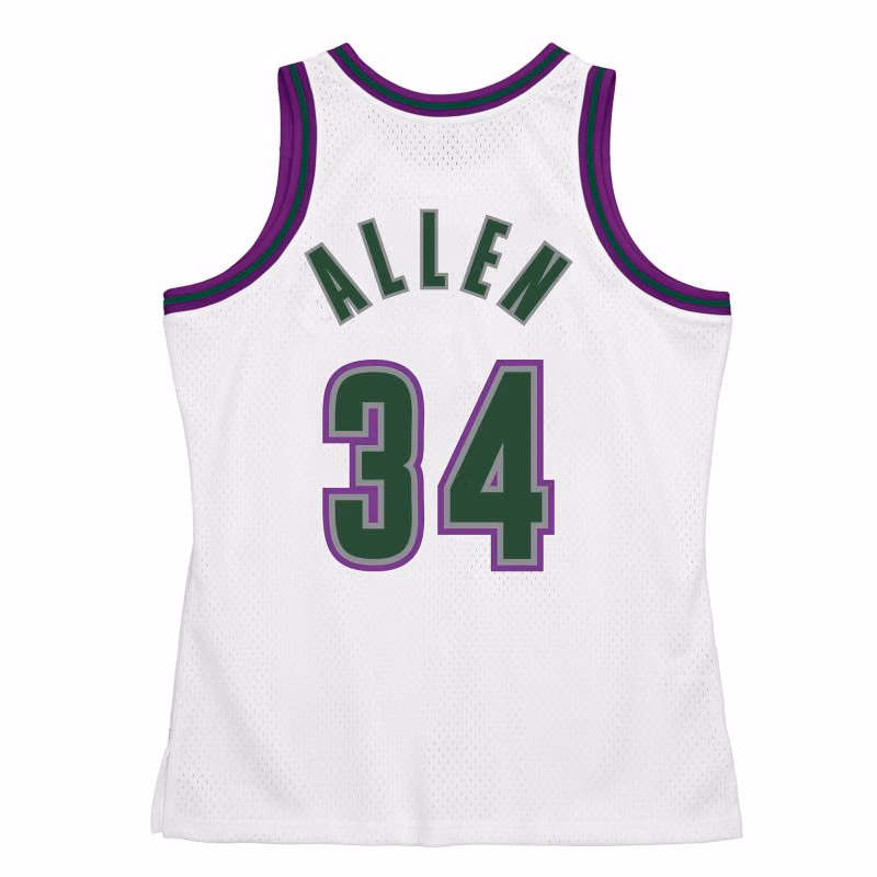 Ray Allen #34 Milwaukee Bucks 1996-97 Mitchell & Ness Swingman NBA Jersey White view 2