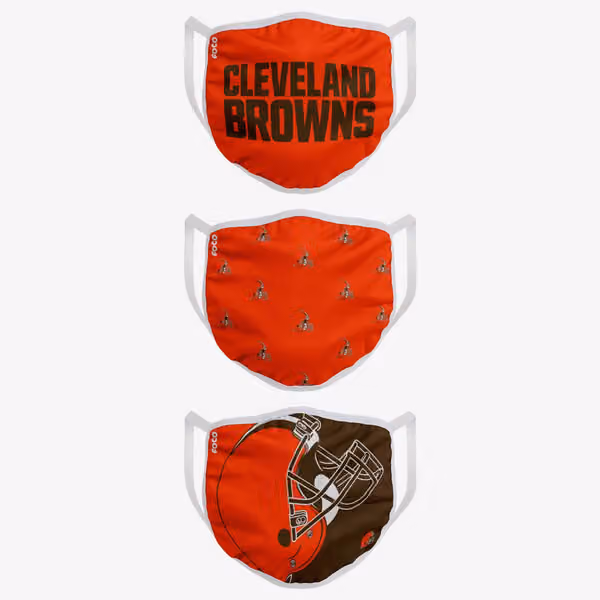 Cleveland Browns Face Covering NFL Face Mask (3-Pack) view 2