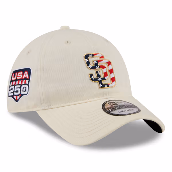 San Diego Padres 4th of July USA 250 9TWENTY Adjustable Cap Cream product photo