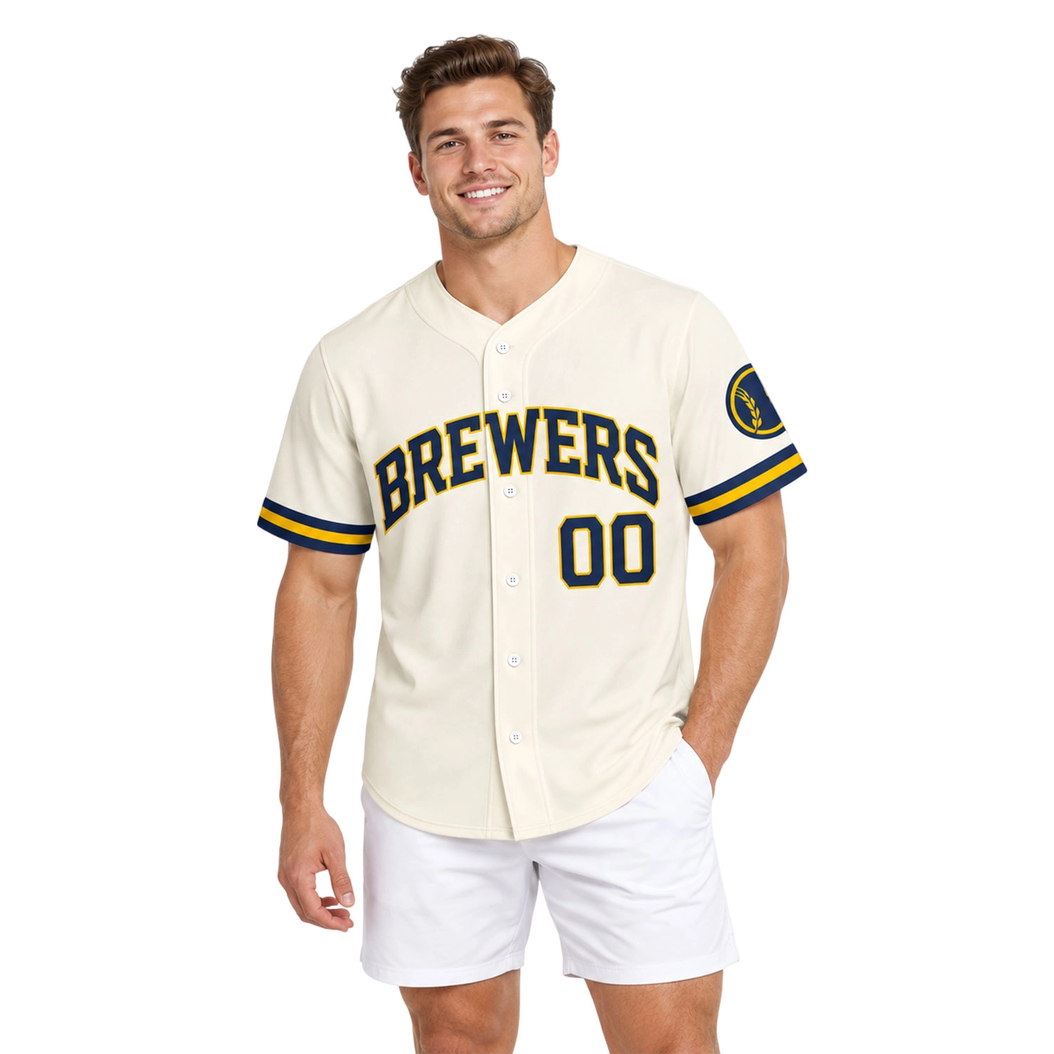 Milwaukee Brewers Custom Jersey Remarkable Cream Home