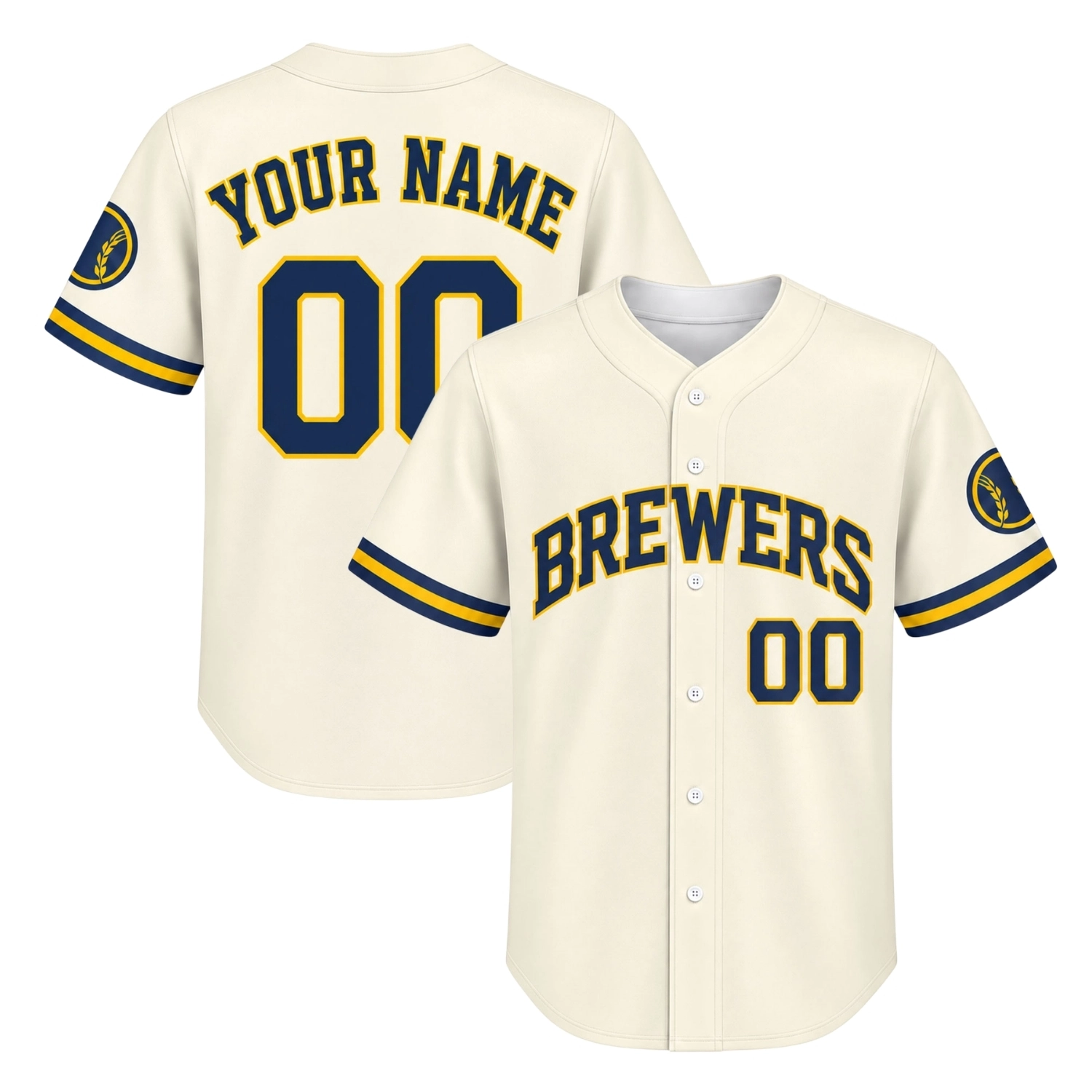 Milwaukee Brewers Custom Jersey Remarkable Cream Home
