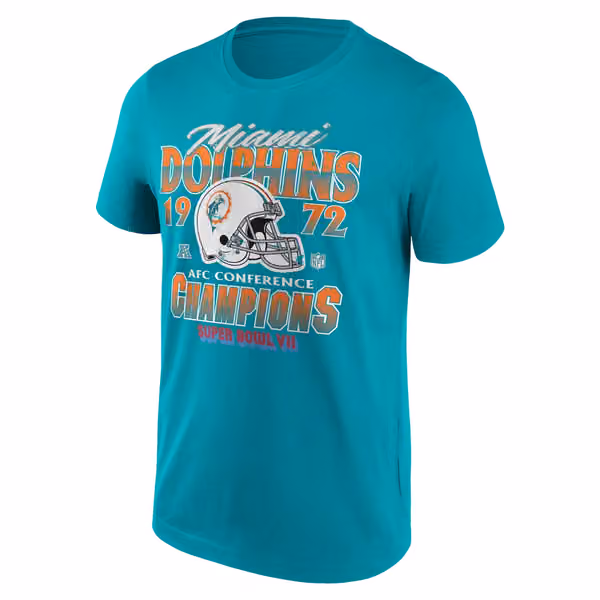 Miami Dolphins 1972 AFC Champions NFL T-Shirt Aqua view 1