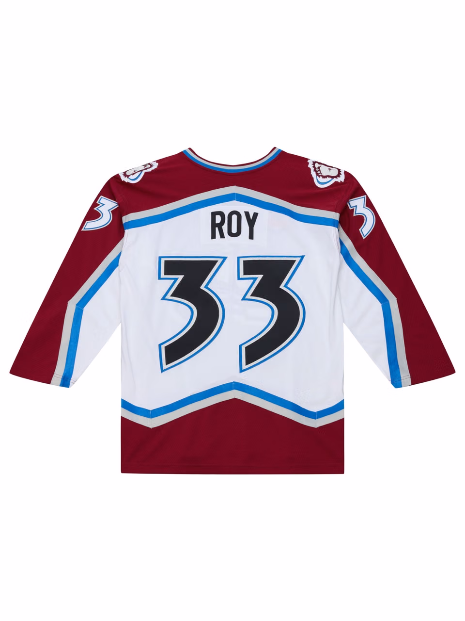 Patrick Roy #33 Colorado Avalanche 1995-96 Premium Power Play NHL Jersey White view 2