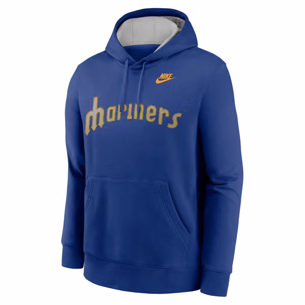 Seattle Mariners Rewind Script Nike Club MLB Hoodie Blue view 1
