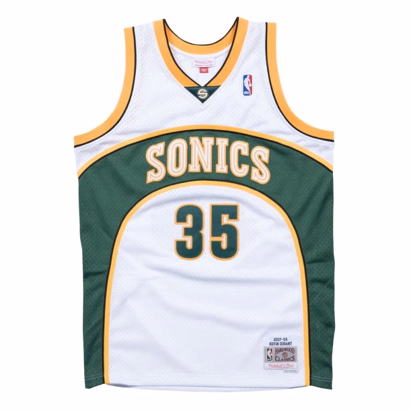 Kevin Durant #35 Seattle SuperSonics 2007-08 Mitchell & Ness Swingman NBA Jersey White view 1