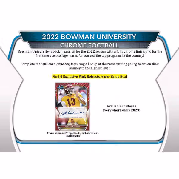 2022 Bowman Chrome University Football NCAA Blaster Box view 2