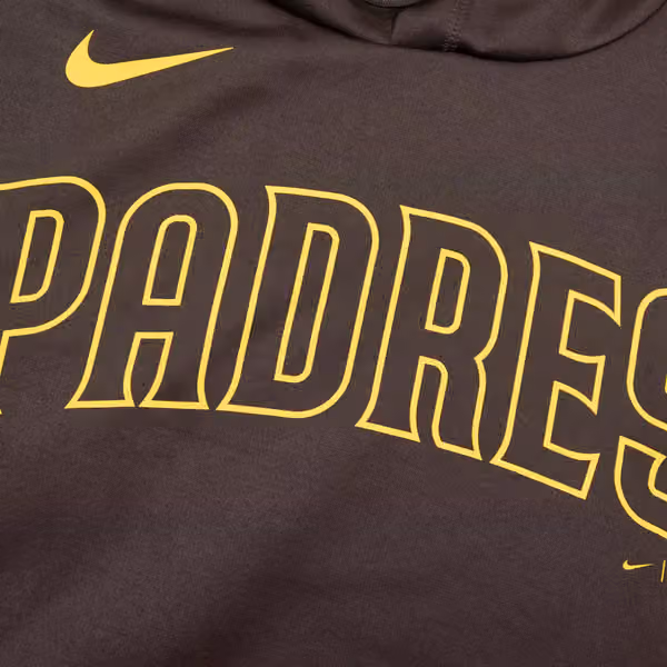 San Diego Padres Wordmark Nike Therma Dri-FIT MLB Hoodie Brown view 3