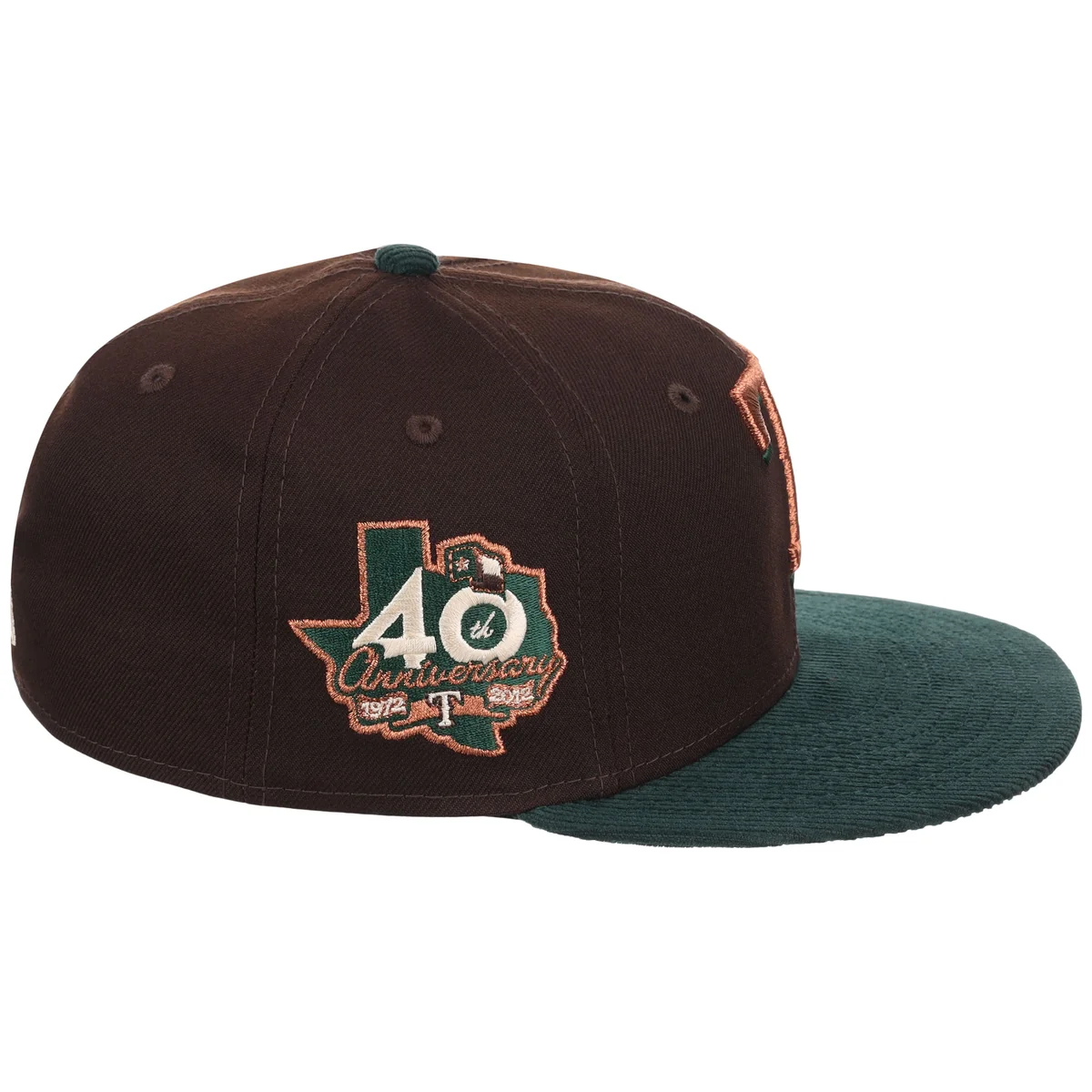 Texas Rangers MLB Forest Ember New Era 59FIFTY detail view