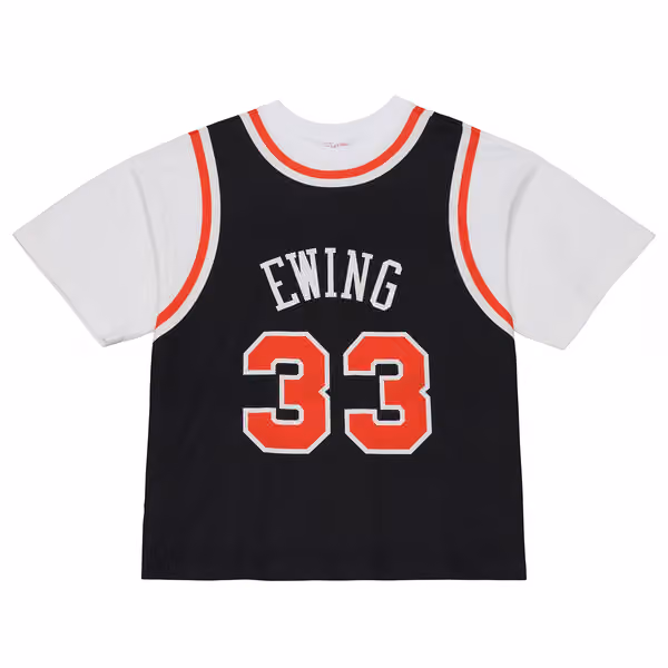 Patrick Ewing #33 New York Knicks Backward Jersey T-Shirt Black view 1
