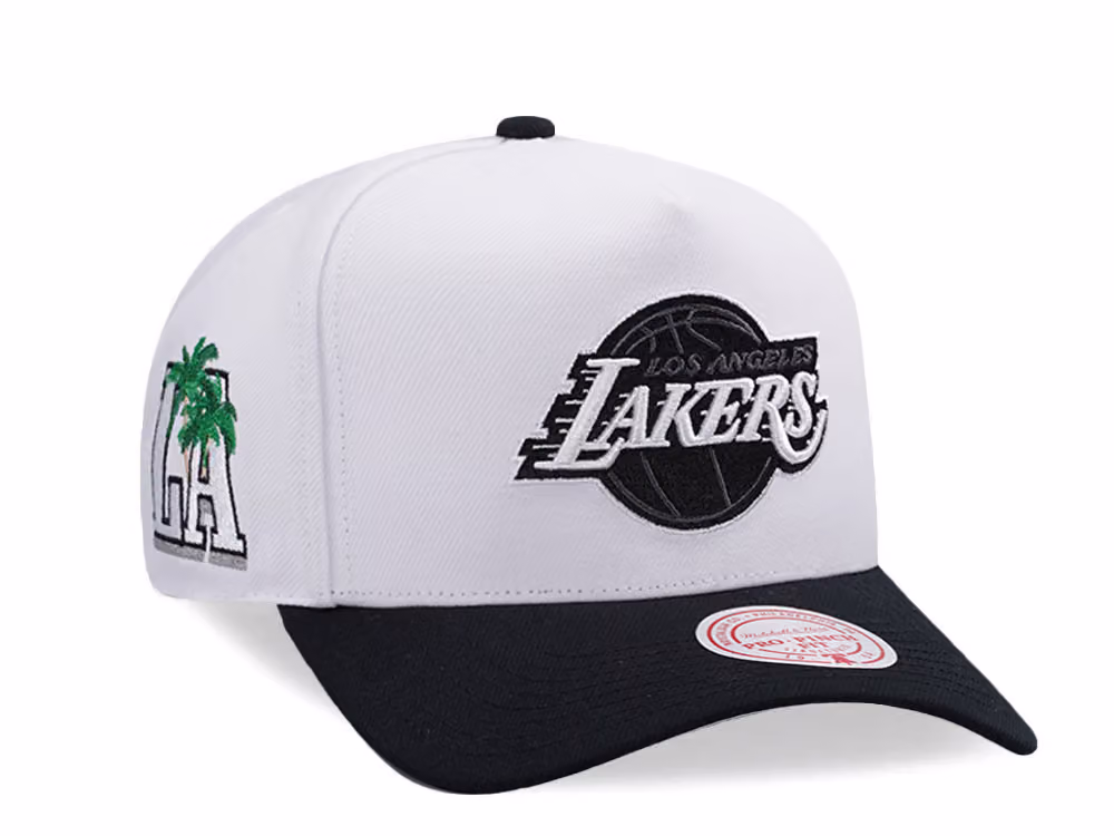 Mitchell & Ness Los Angeles Lakers NBA In The City White Edition Pro Pinch Fit Snapback Hat front