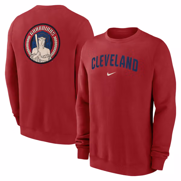 Cleveland Guardians City Connect 2-Hit Club Crew Pullover Red view 1