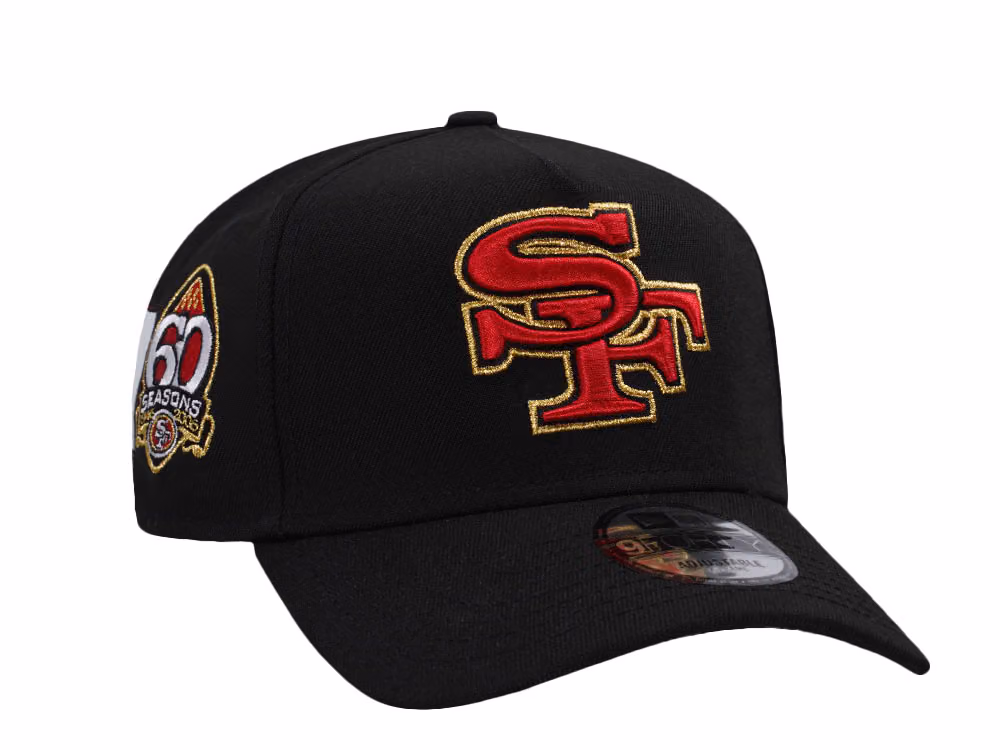 New Era San Francisco 49ers 60 Seasons Black Edition 9Forty A Frame Snapback Hat front