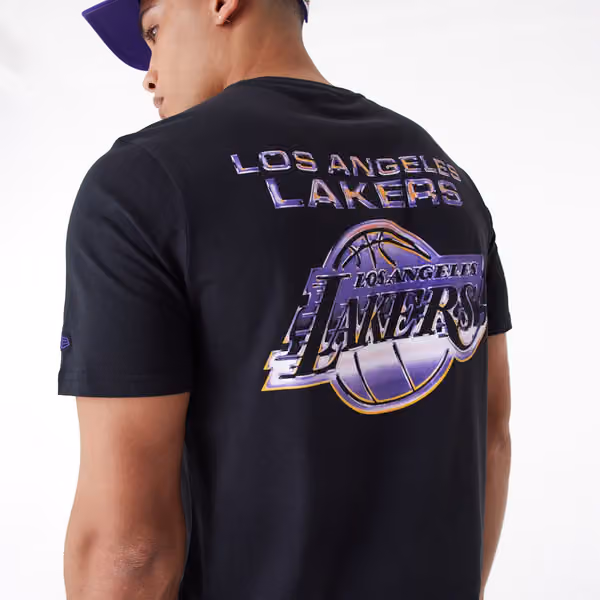 Los Angeles Lakers Holographic New Era NBA T-Shirt Black view 3