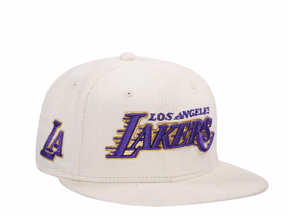 New Era Los Angeles Lakers Cord Gold Edition 9Fifty Snapback Hat front