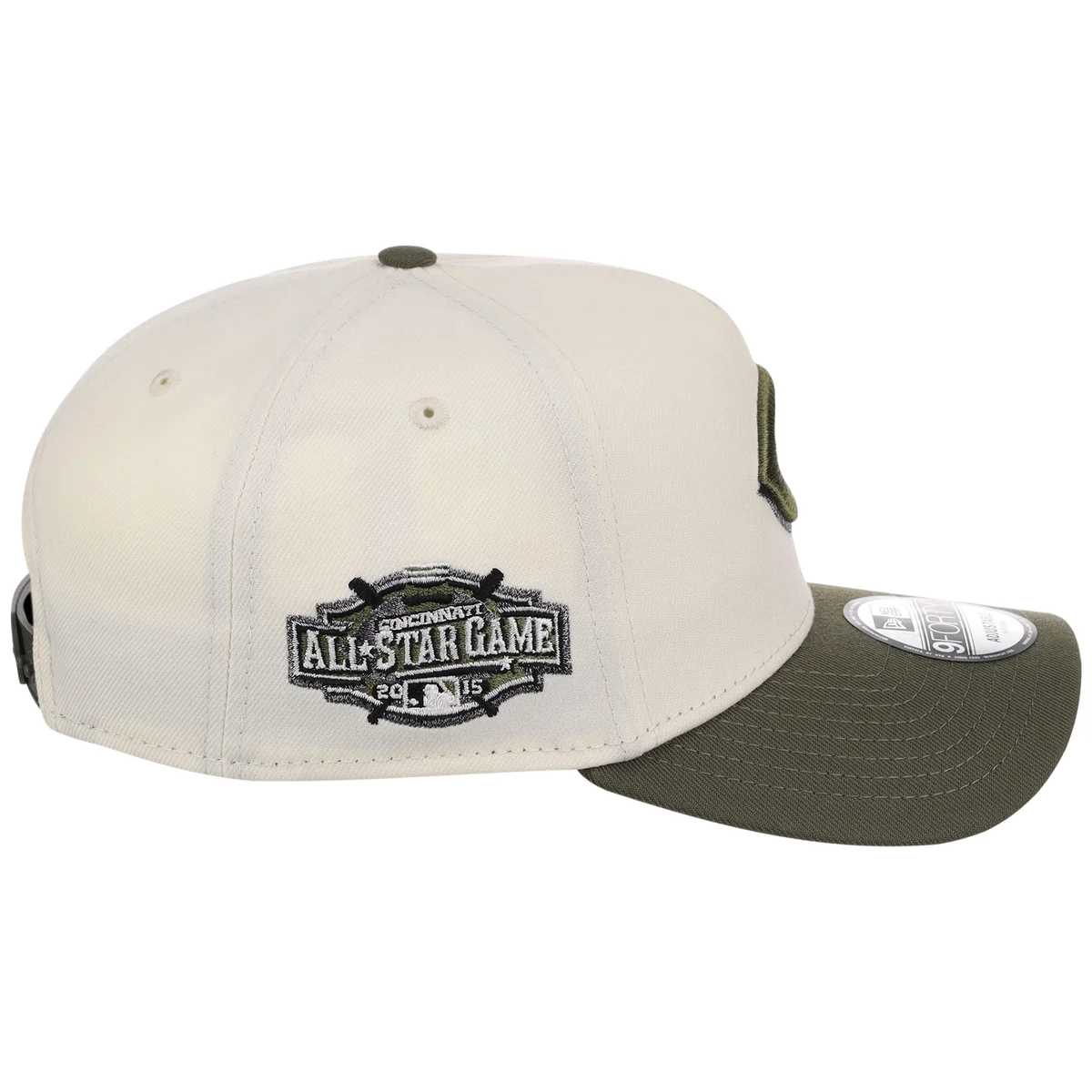 Cincinnati Reds MLB Chrome Olive New Era 9FORTY detail view