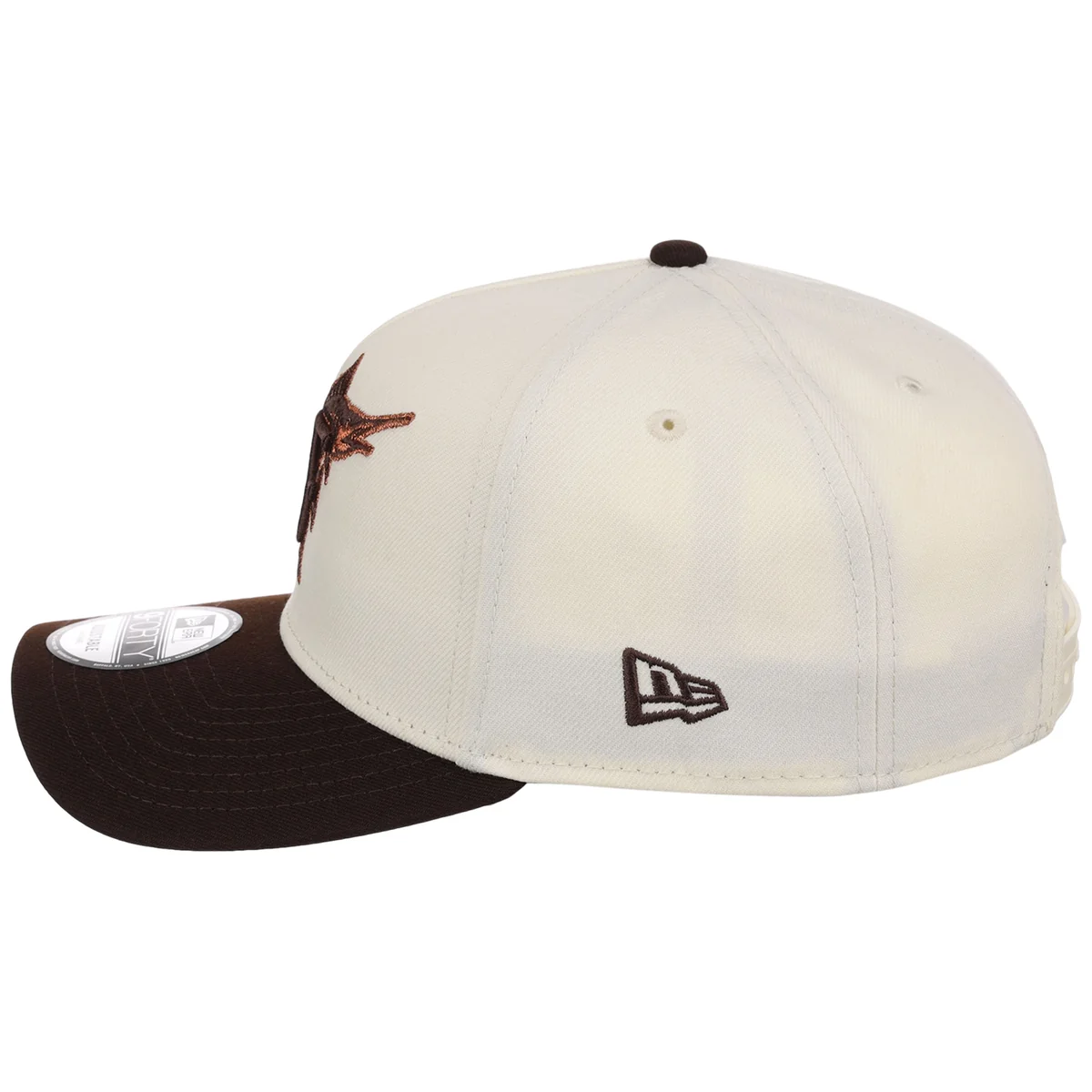 Miami Marlins MLB Chrome x Burnt Wood FASHION CORE New Era 9FORTY A-Frame detail view