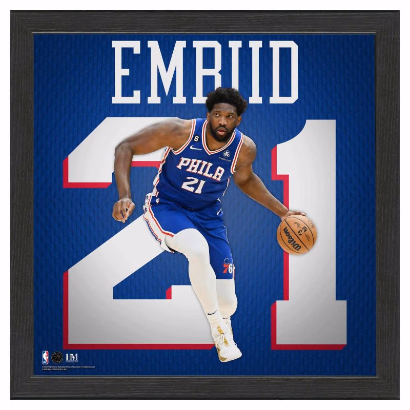 Joel Embiid #21 Philadelphia 76ers Impact Jersey Framed NBA Photo view 1