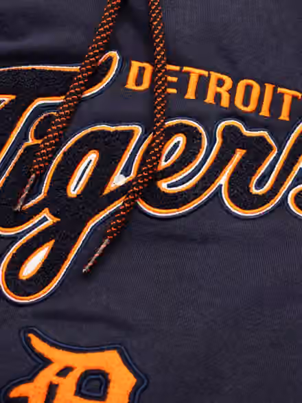 Detroit Tigers Felt Logo Throwback MLB Hoodie Navy view 3
