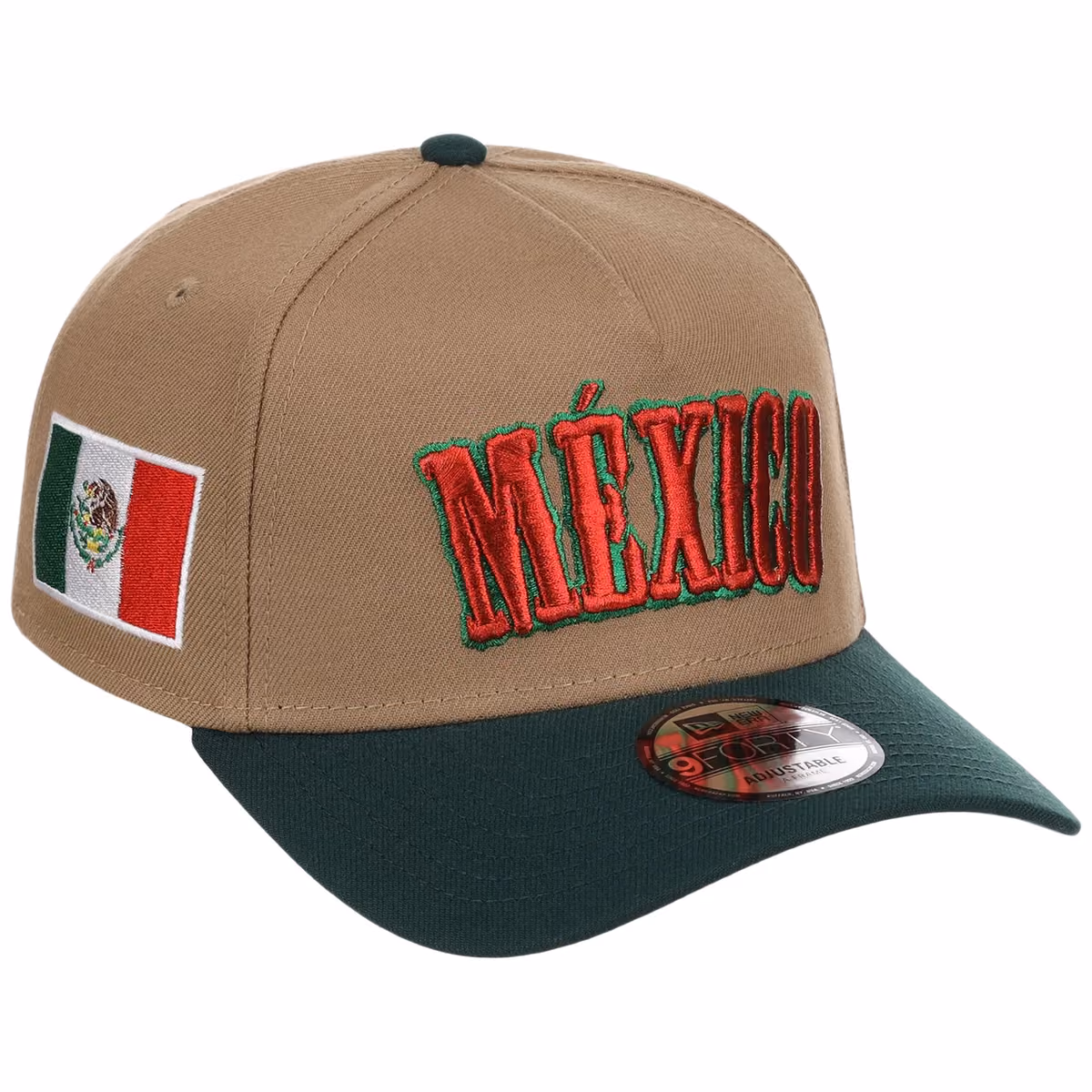 Mexico Independence Day - Crown the Country New Era 9FORTY (Khaki/Dark Green) front view