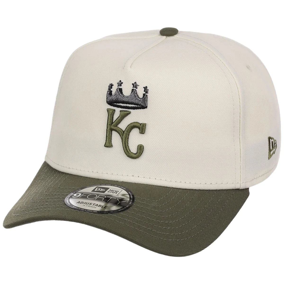 Kansas City Royals MLB Chrome Olive New Era 9FORTY detail view