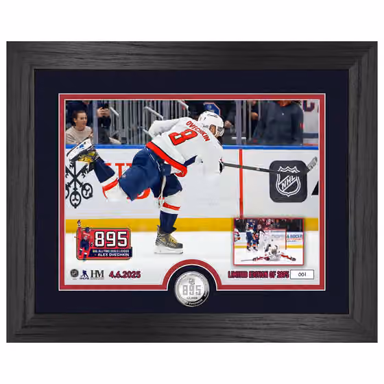 Alex Ovechkin 895 Goals Record Silver Coin Framed NHL Photo view 1