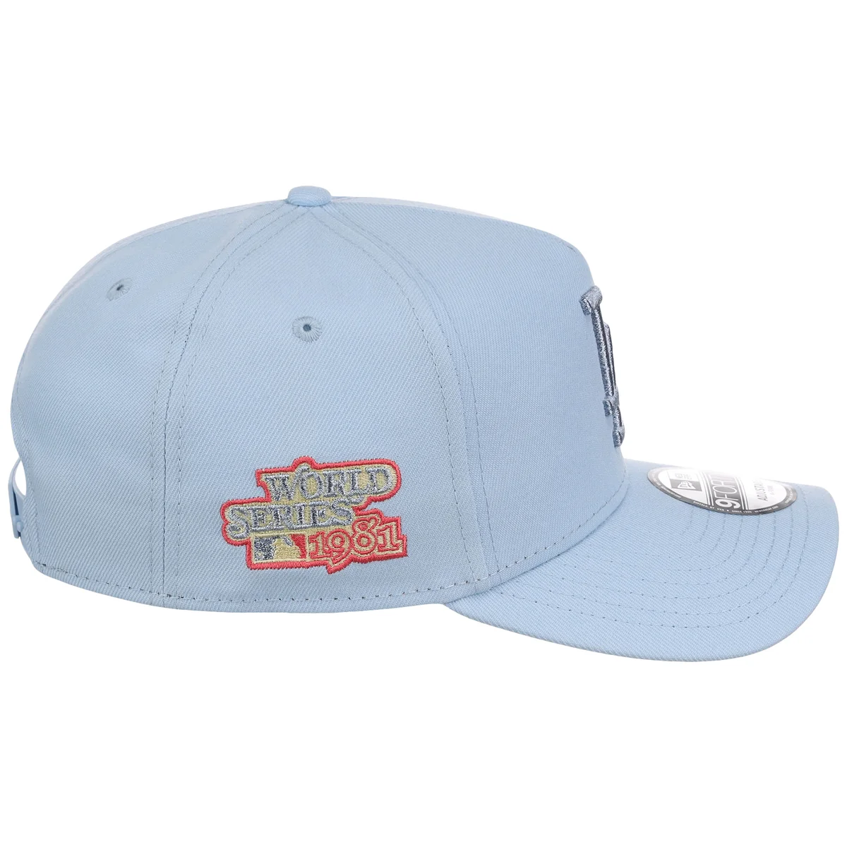 Los Angeles Dodgers MLB Glacial Blue New Era 9FORTY A-Frame detail view