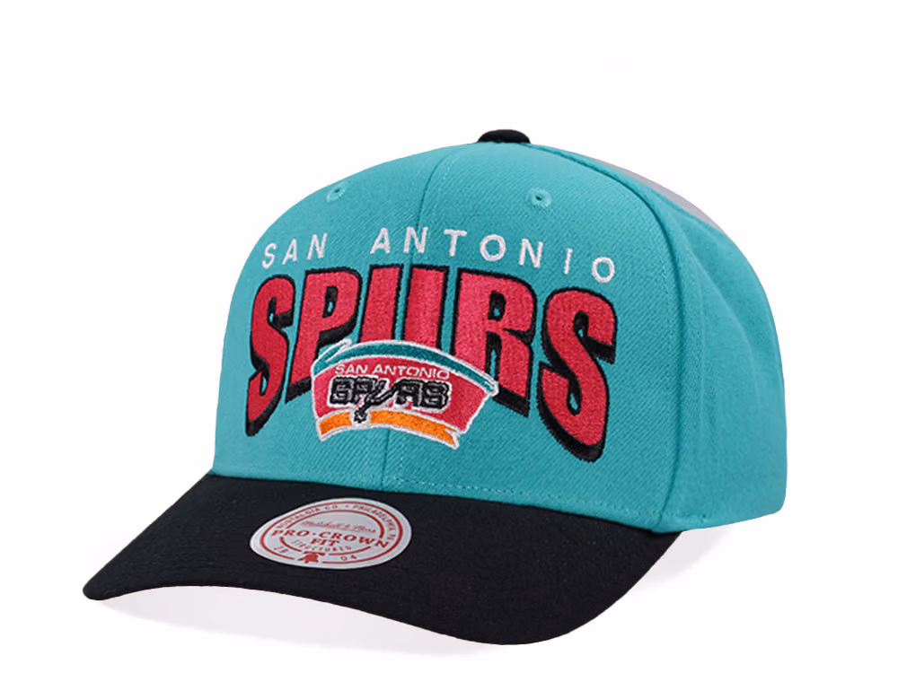 Mitchell & Ness San Antonio Spurs Hardwood Classic Pro Crown Fit Teal Snapback Hat front