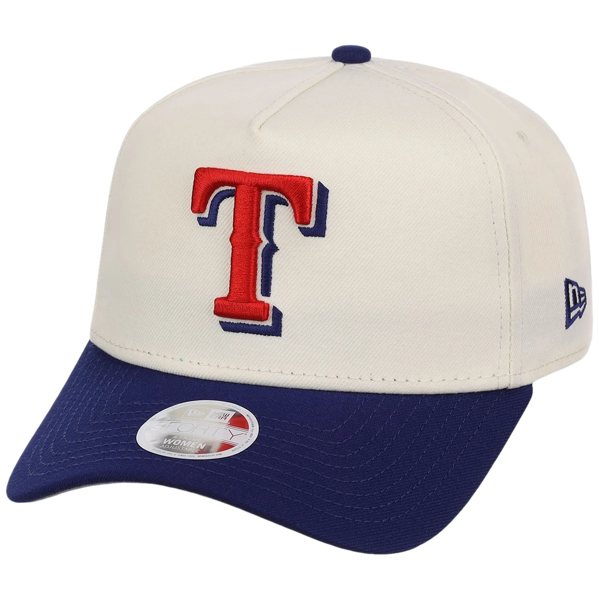 Texas Rangers Women's New Era 9FORTY Chrome OTC A-Frame detail view