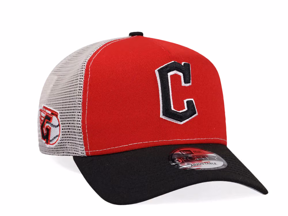 New Era Cleveland Guardians Two Tone Edition A Frame Trucker Snapback Hat front