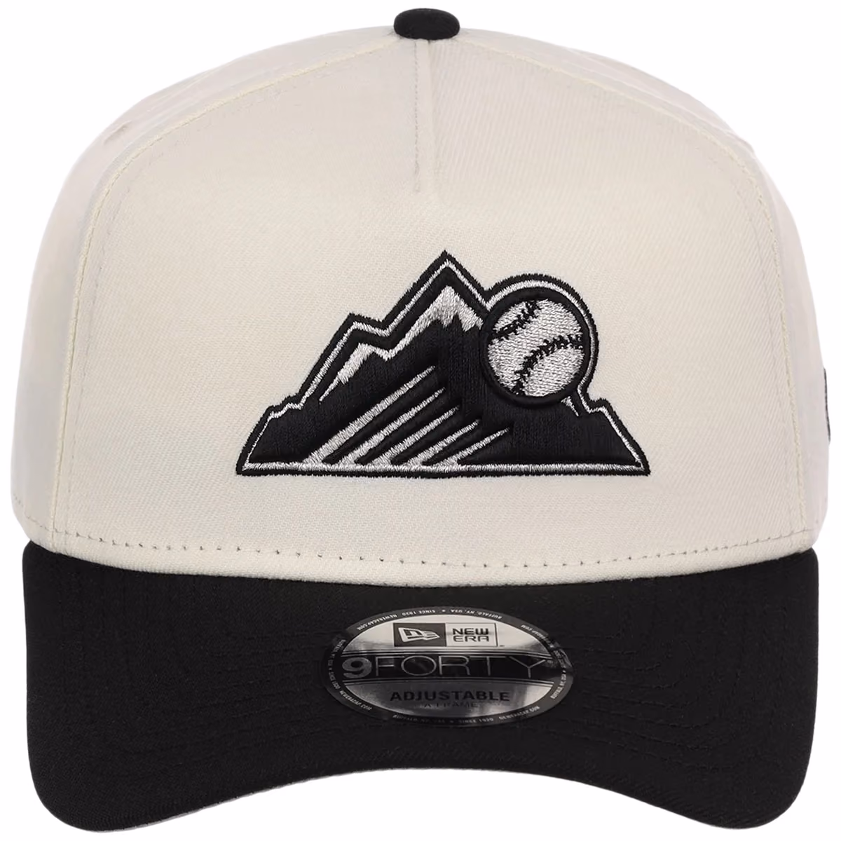 Colorado Rockies MLB Chrome x Black FASHION CORE New Era 9FORTY A-Frame detail view