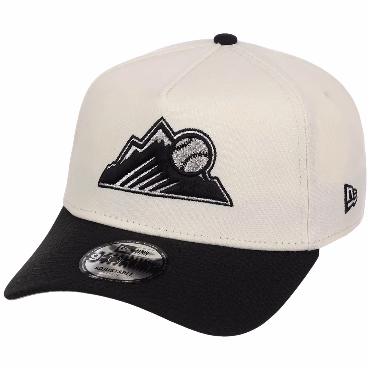 Colorado Rockies MLB Chrome x Black FASHION CORE New Era 9FORTY A-Frame detail view