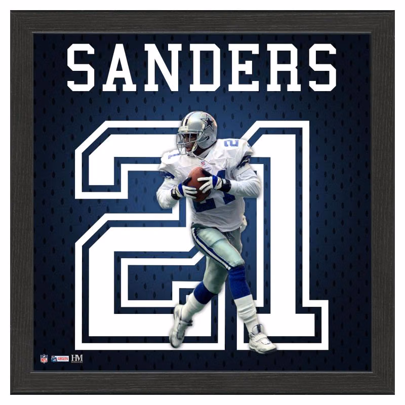 Deion Sanders #21 Dallas Cowboys Impact Jersey Framed NFL Photo view 1