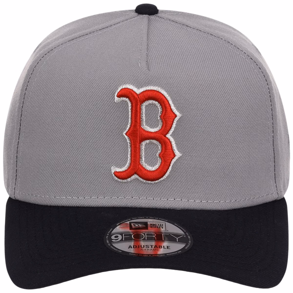 Boston Red Sox MLB Gray OTC FASHION CORE New Era 9FORTY A-Frame detail view