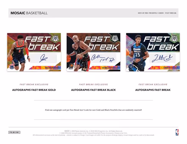 2019/20 Panini Mosaic Fast Break Basketball Hobby Box NBA view 5