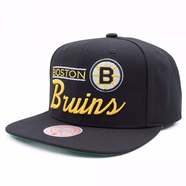Boston Bruins Retro Lock Up Mitchell & Ness Snapback NHL Cap Black product photo