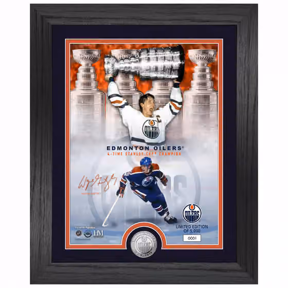Wayne Gretzky Edmonton Oilers Silver Coin Framed NHL Photo view 1