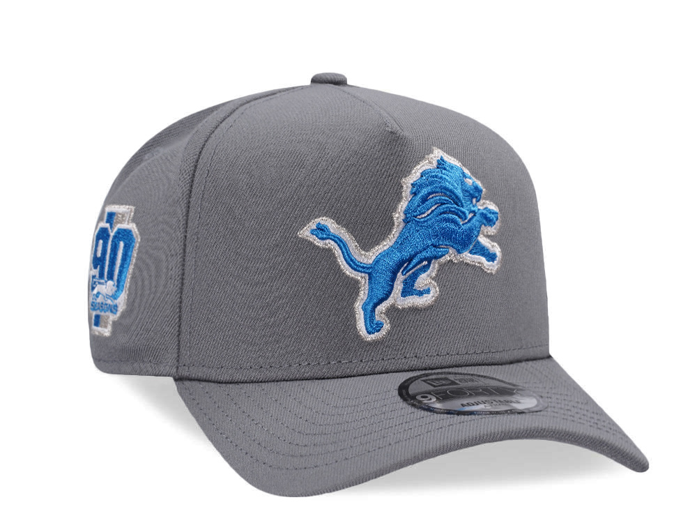 New Era Detroit Lions 90 Seasons Gray Prime Edition 9Forty A Frame Snapback Hat front
