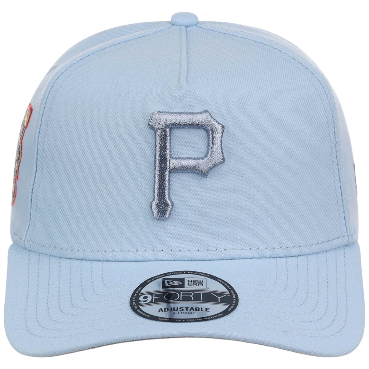 Pittsburgh Pirates MLB Glacial Blue New Era 9FORTY A-Frame detail view