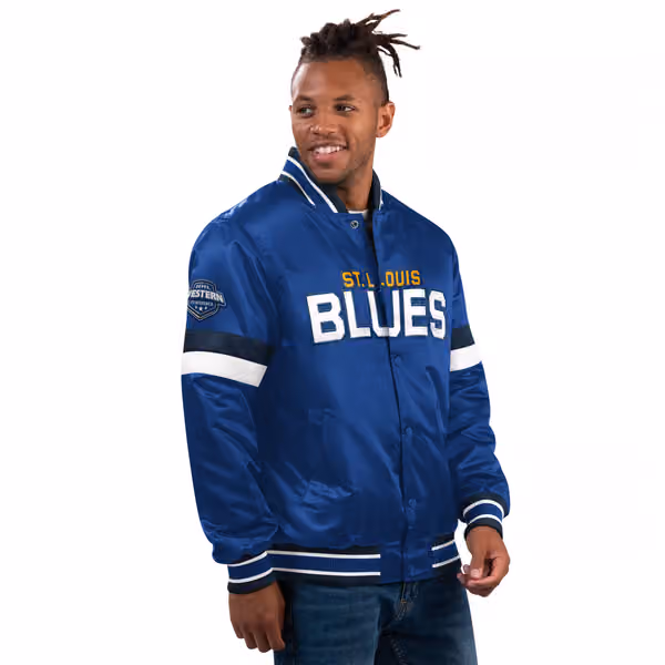 St. Louis Blues Home Game NHL Varsity Satin Jacket view 2