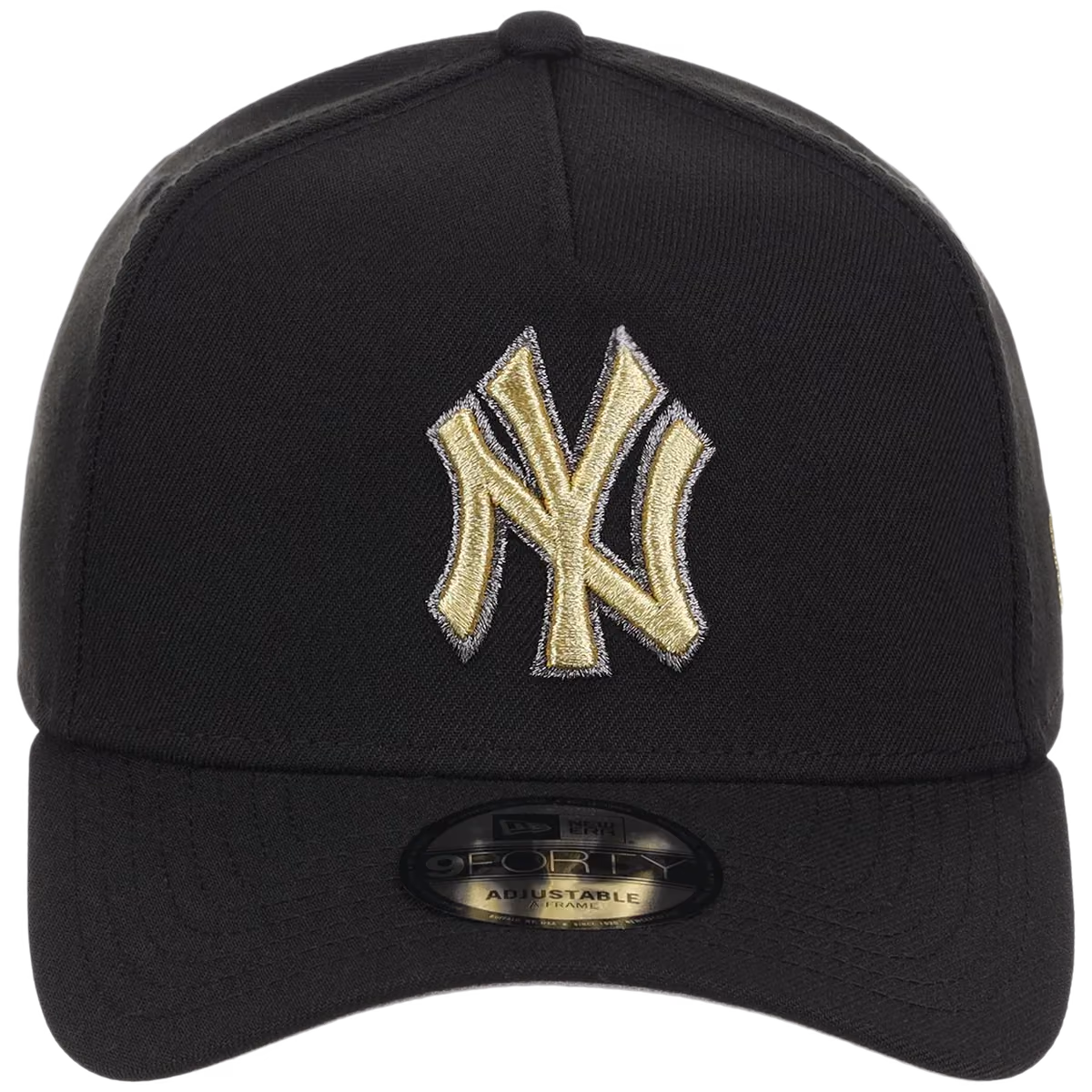 New York Yankees MLB Black x Gold FASHION CORE New Era 9FORTY A-Frame detail view