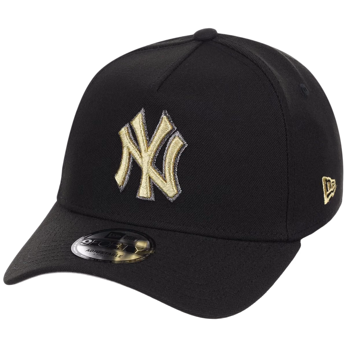 New York Yankees MLB Black x Gold FASHION CORE New Era 9FORTY A-Frame detail view