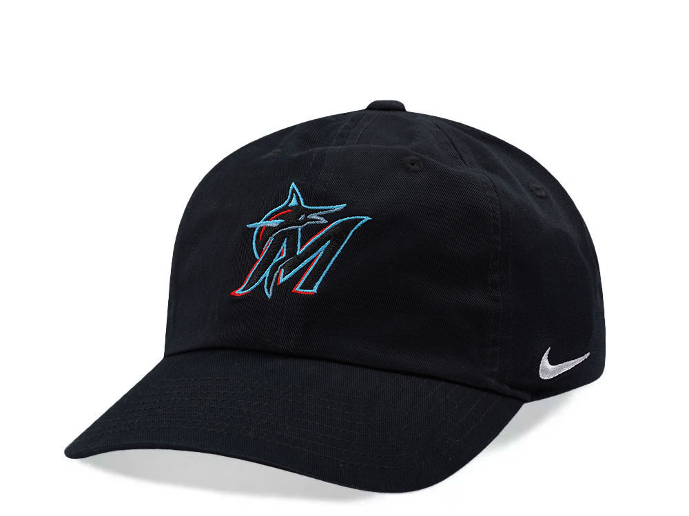Nike Miami Marlins Club Black Edition Strapback Hat front