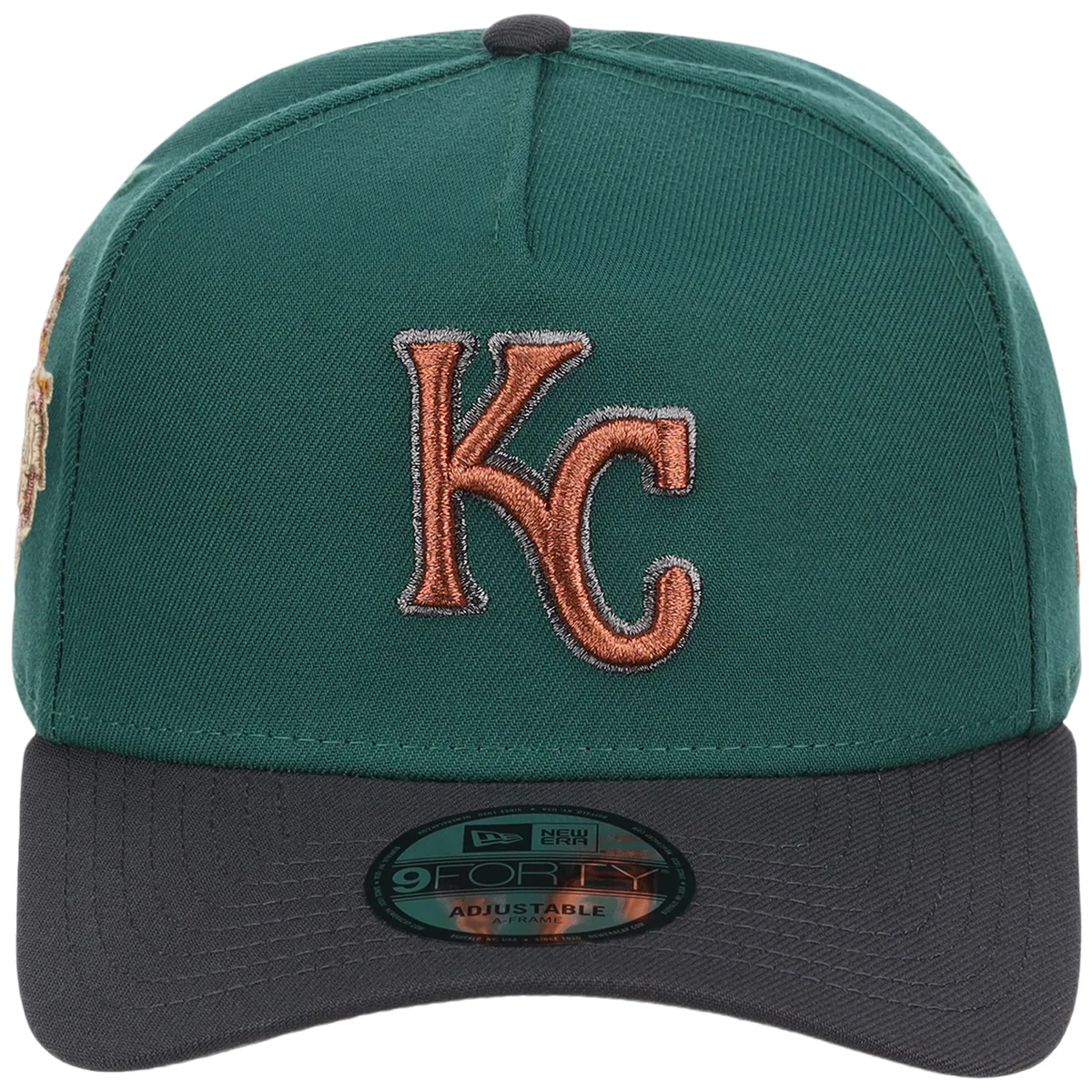 Kansas City Royals MLB Emerald Graphite New Era 9FORTY detail view