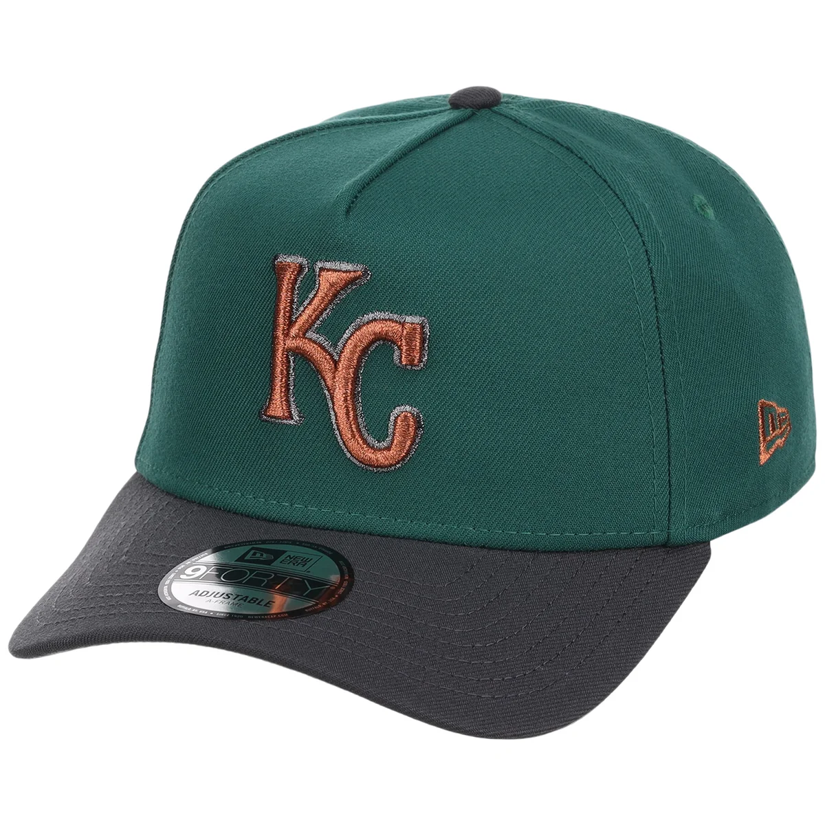 Kansas City Royals MLB Emerald Graphite New Era 9FORTY detail view