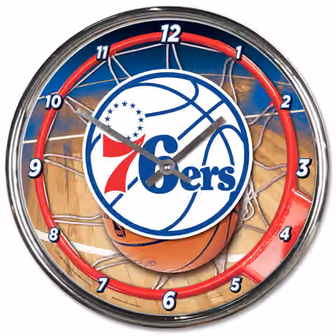 Philadelphia 76ers WinCraft Chrome NBA Wall Clock view 1
