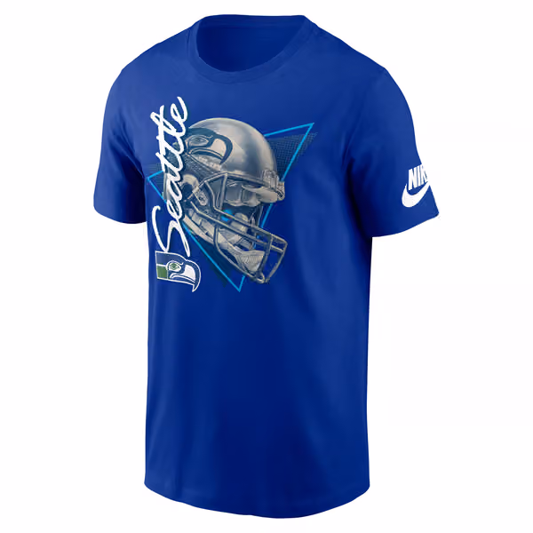 Seattle Seahawks Rewind Helmet Essential NFL T-Shirt Blue view 1