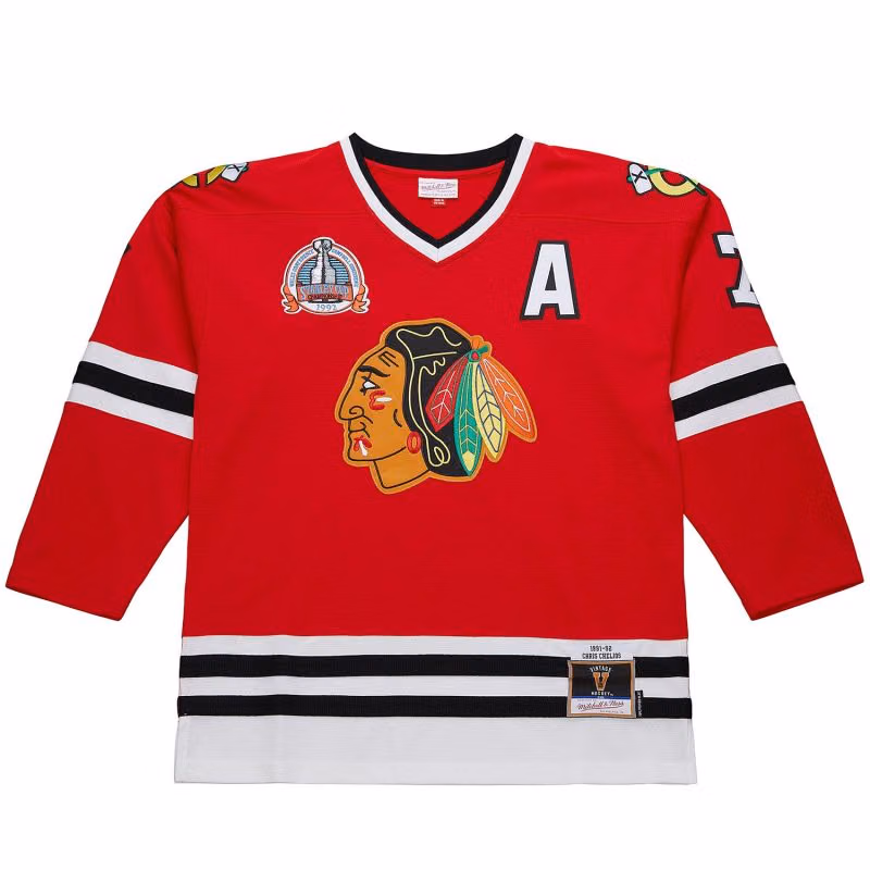Chris Chelios #7 Chicago Blackhawks 1991-92 Premium Power Play NHL Jersey Red view 2
