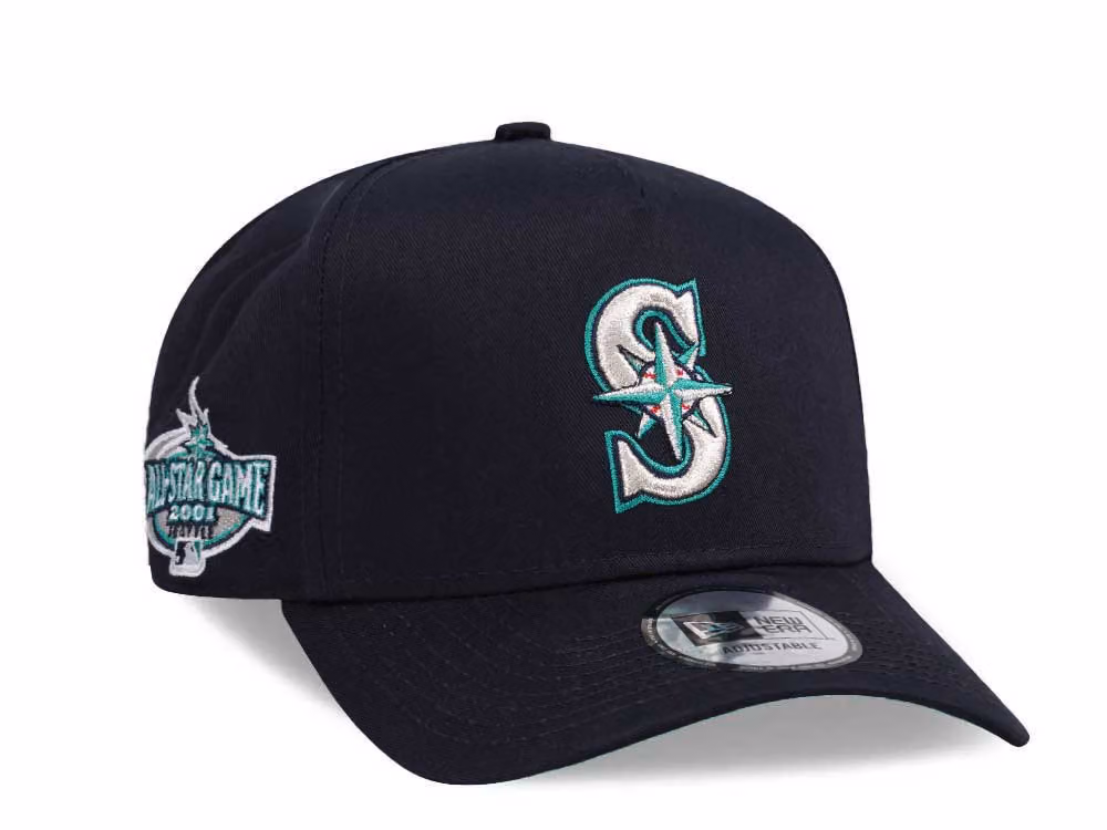 New Era Seattle Mariners All Star Game 2001 Navy Throwback Edition 9Forty A Frame Snapback Hat front