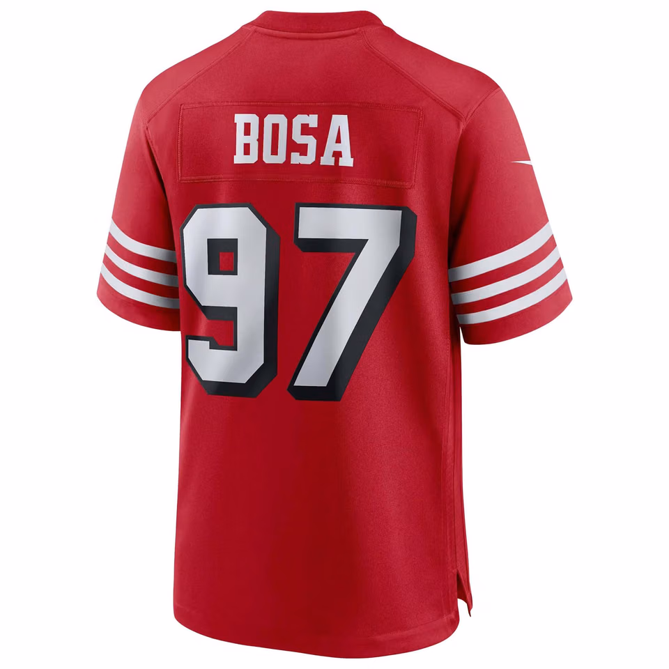 Nick Bosa #97 San Francisco 49ers Nike Game NFL Jersey Alternate Red view 3